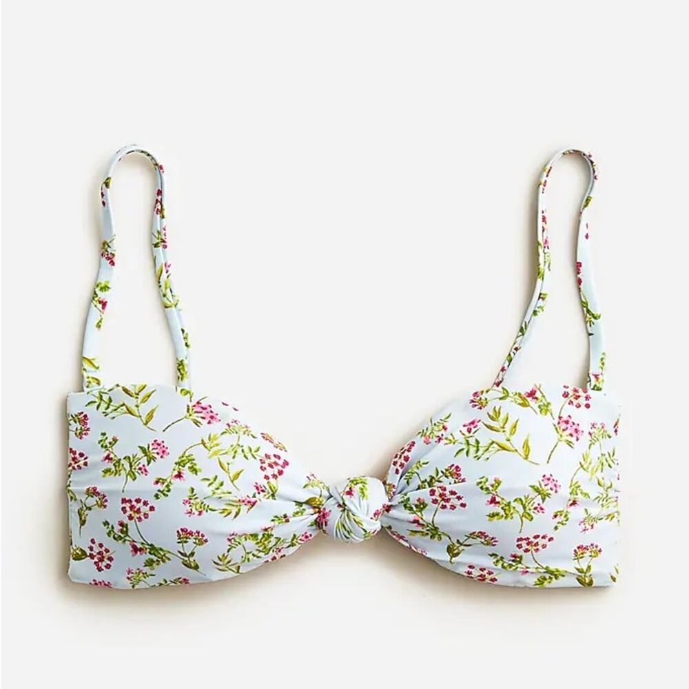 J.Crew Knotted Front Bandeau‎ Bikini Top in Cloud Meadow Floral Size 2X NWT